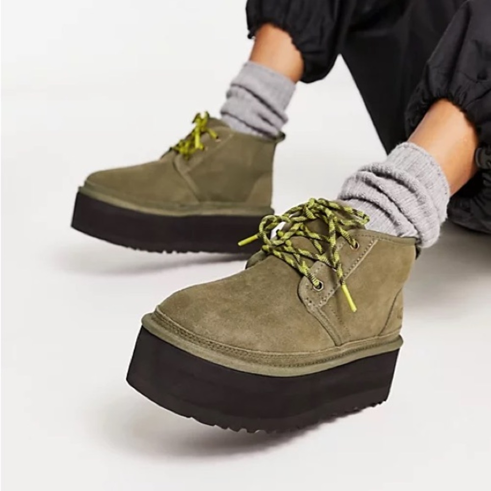 UGG Neumel Heritage Platform Burnt Olive Size 7